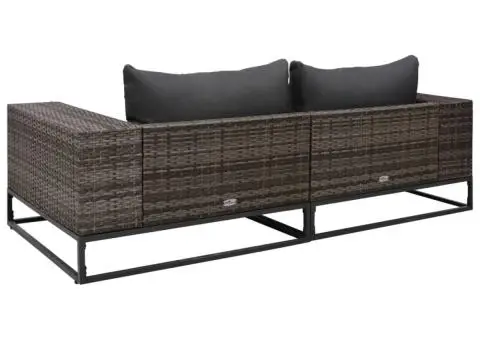 Set canapele de grădină cu perne, 2 piese, gri, poliratan - 4/5