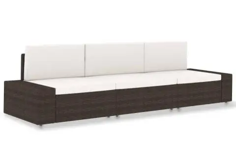 Canapea modulară cu 3 locuri, maro, poliratan - 1/5