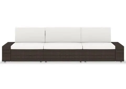 Canapea modulară cu 3 locuri, maro, poliratan - 2/5