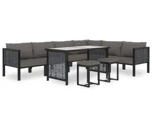 vidaXL Set mobilier de grădină cu perne, 9 piese, antracit, poliratan