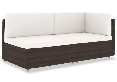 Canapea modulară cu 2 locuri, maro, poliratan - 1/5
