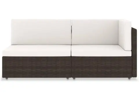 Canapea modulară cu 2 locuri, maro, poliratan - 2/5