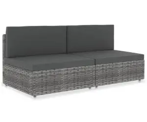 vidaXL Canapea modulară cu 2 locuri, gri, poliratan