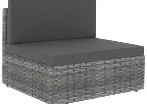 Canapea modulară cu 2 locuri, gri, poliratan - 3/5