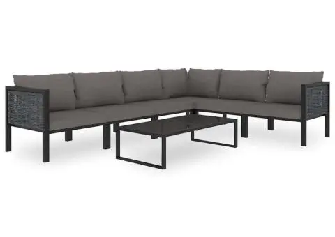 Canapea modulară cu pernă, antracit, poliratan - 5/5