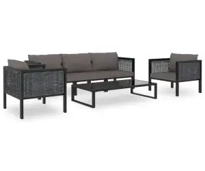 vidaXL Set mobilier de grădină cu perne, 6 piese, antracit, poliratan