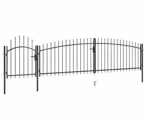 vidaXL Poartă gard pentru grădină cu vârf suliță, negru 5 x 1,5 m