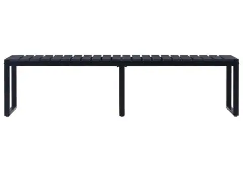 Bancă de grădină, negru, 180 cm, placă PS - 2/5