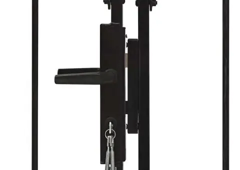 Poartă de gard dublă cu vârf în arcadă, negru, 300x200 cm, oțel - 3/5