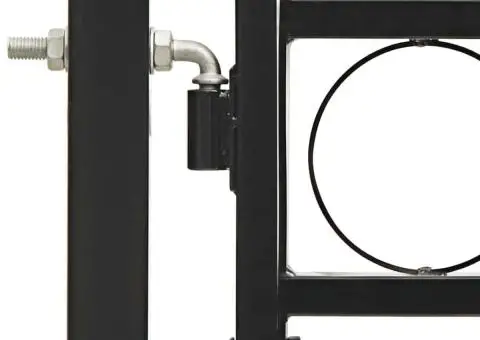 Poartă de gard dublă cu vârf în arcadă, negru, 300x200 cm, oțel - 4/5