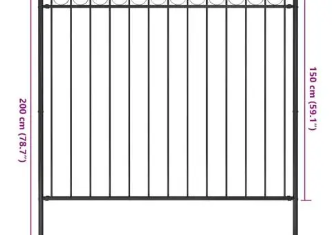 Gard de grădină, negru, 1,7 x 1,5 m, oțel - 4/4