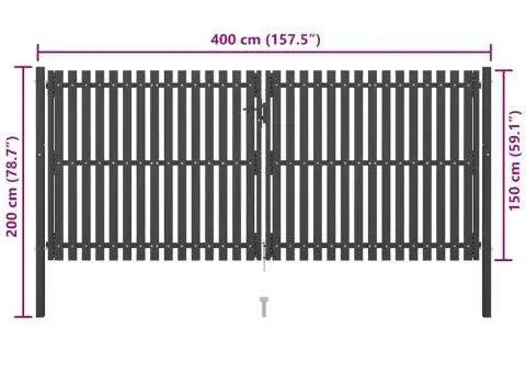 Poartă de gard grădină, antracit, 4 x 2 m, oțel - 5/5