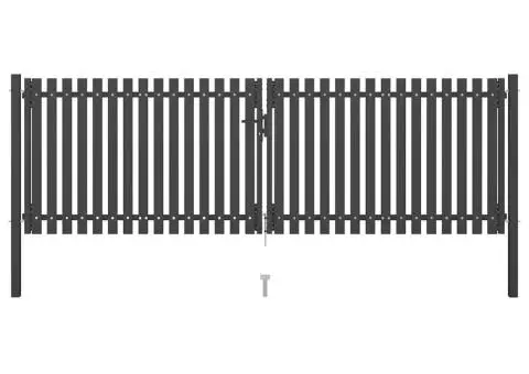 Poartă de gard grădină, antracit, 4 x 1,5 m, oțel - 1/5