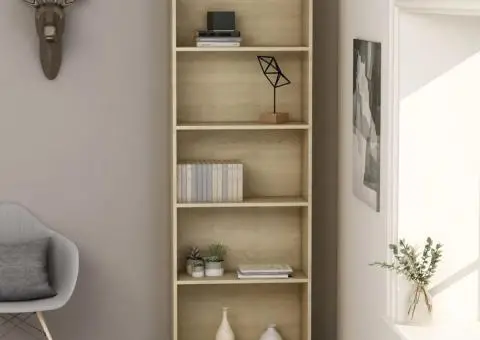 Bibliotecă 5 rafturi stejar sonoma 60x24x175 cm, lemn prelucrat - 1/5