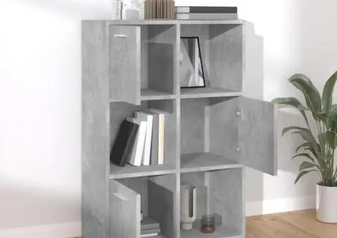 Dulap de depozitare, gri beton, 60x29,5x90 cm, lemn prelucrat - 3/5