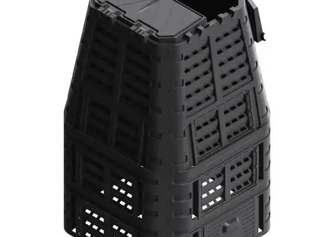 Compostor de grădină, negru, 93,3x93,3x146 cm, 1000 L - 3/5