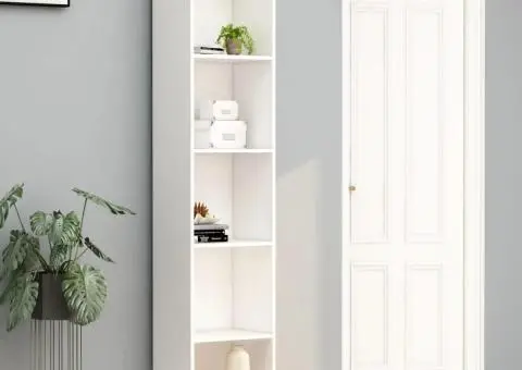 Bibliotecă, alb, 40x30x189 cm, lemn prelucrat - 1/5