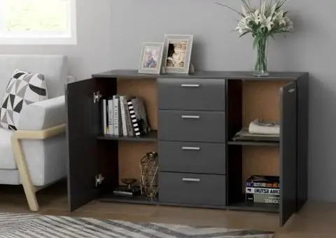 Dulap, gri, 120 x 35,5 x 75 cm, lemn prelucrat - 3/5