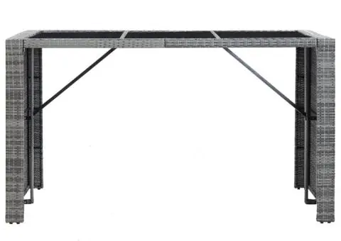 Set mobilier bar de grădină cu perne, 7 piese, gri, poliratan - 4/5