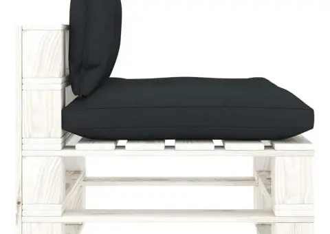 Canapea de grădină din paleți, de mijloc, perne antracit, lemn - 3/5