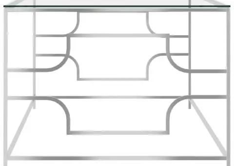 Masă de cafea, argintiu, 120x60x45 cm, oțel inoxidabil & sticlă - 3/4