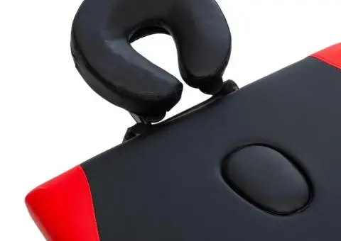 Masă pliabilă de masaj, 2 zone, negru și roșu, lemn - 5/5