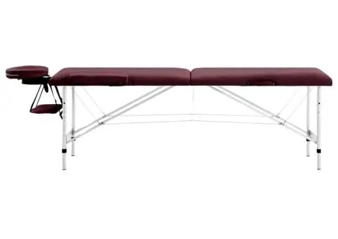 Masă de masaj pliabilă, 2 zone, violet vin, aluminiu - 2/5