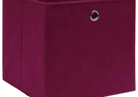 Cutii depozitare, 4 buc., roșu închis, 32x32x32 cm, textil - 2/5