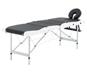 vidaXL Masă pliabilă de masaj, 4 zone, negru și alb, aluminiu