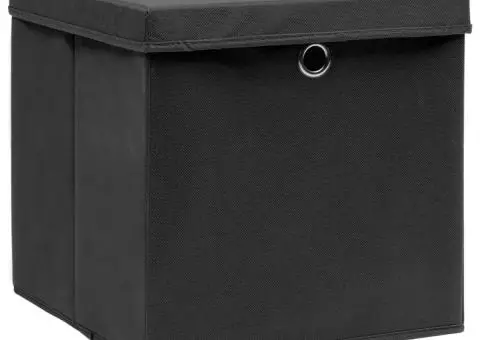 Cutii depozitare cu capace, 10 buc. negru, 32x32x32 cm, textil - 2/5