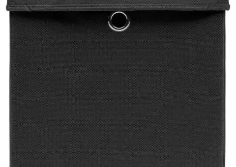 Cutii depozitare cu capace, 10 buc. negru, 32x32x32 cm, textil - 3/5
