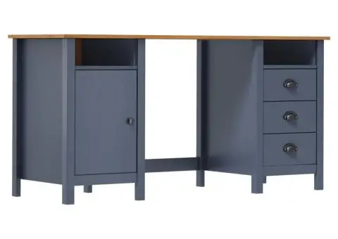 Birou Hill, gri, 150x50x74 cm, lemn masiv de pin - 1/5