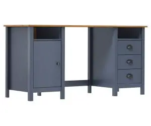 vidaXL Birou Hill, gri, 150x50x74 cm, lemn masiv de pin