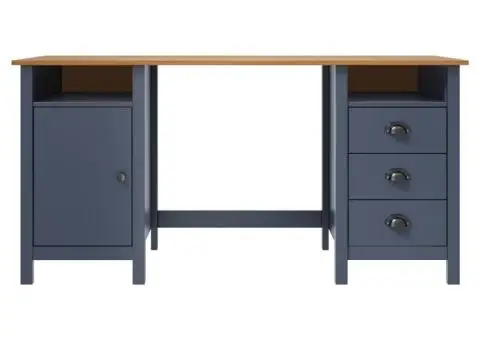 Birou Hill, gri, 150x50x74 cm, lemn masiv de pin - 2/5