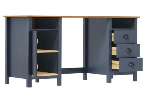 Birou Hill, gri, 150x50x74 cm, lemn masiv de pin - 3/5