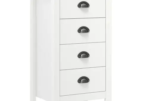 Servantă Hill, alb, 46x35x80 cm, lemn masiv de pin - 1/5