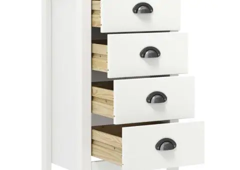 Servantă Hill, alb, 46x35x80 cm, lemn masiv de pin - 3/5