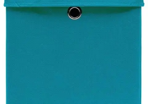 Cutii depozitare cu capace 10 buc. albastru 32x32x32 cm, textil - 4/5