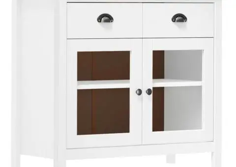 Servantă Hill, alb, 90x40x80 cm, lemn masiv de pin - 1/4