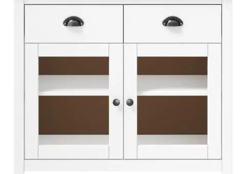 Servantă Hill, alb, 90x40x80 cm, lemn masiv de pin - 2/4