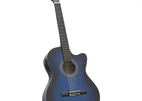 Set chitară acustică cu egalizator, 12 piese 6 corzi, albastru - 3/5