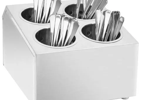 Suport pentru tacâmuri, 4 inserții, oțel inoxidabil, pătrat - 1/5