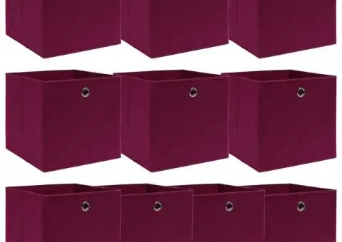 Cutii depozitare, 10 buc., roșu închis, 32x32x32 cm, textil - 1/5