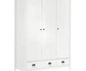 vidaXL Șifonier cu 3 uși Hill, alb, 127x50x170 cm, lemn masiv de pin