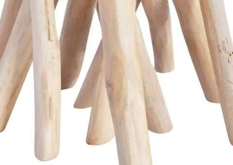 Măsuță de cafea cu blat de sticlă, 35x35x50 cm, lemn masiv tec - 2/5