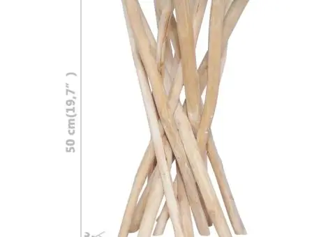 Măsuță de cafea cu blat de sticlă, 35x35x50 cm, lemn masiv tec - 3/5