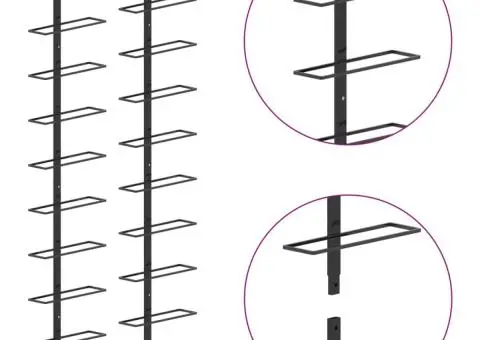 Suporturi sticle de vin de perete 20 sticle 2 buc. negru metal - 4/5