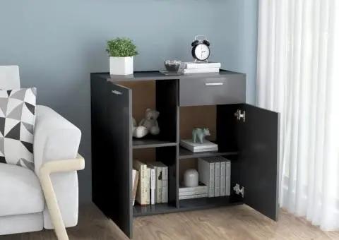 Dulap, gri, 80x36x75 cm, lemn prelucrat - 3/5