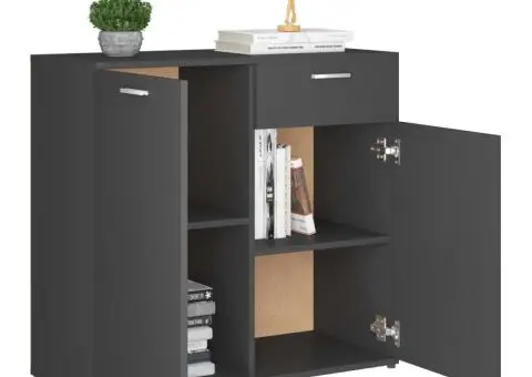 Dulap, gri, 80x36x75 cm, lemn prelucrat - 5/5