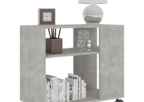 Masă laterală, gri beton, 70x35x55 cm, lemn compozit - 3/5